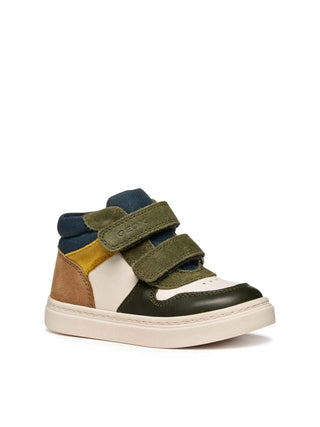 CHILDREN'S SNEAKERS - GEOX IVORY-GREEN - B465NA 08522 2