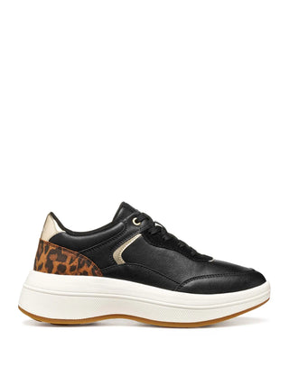 WOMEN'S SNEAKERS - GEOX BLACK-COGNAC - D46WTB 0BCPZ 1