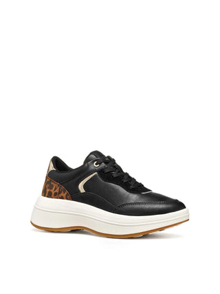 WOMEN'S SNEAKERS - GEOX BLACK-COGNAC - D46WTB 0BCPZ 2