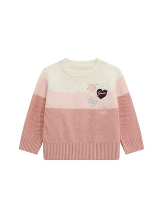 GIRLS' SWEATER - GUESS KIDS WHITE-PINK - K5BR06 Z3FU0