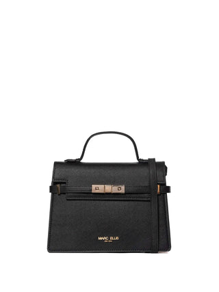 WOMEN'S HANDBAG - MARC ELLIS BLACK-GOLD - AROUND M 26