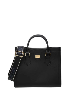 WOMEN'S HANDBAG - MARC ELLIS BLACK-GOLD - FLAT LIVELY M