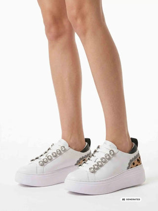 SNEAKERS DONNA - EMANUELLE VEE BIANCO-NERO - 462P-100-13-P003 5