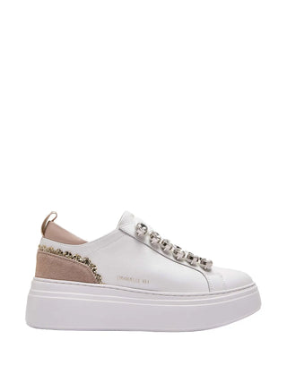 SNEAKERS DONNA - EMANUELLE VEE BIANCO-SABBIA - 462P-100-13-P003