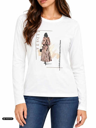 T-SHIRT DONNA - YES ZEE BIANCO - T011 JX01