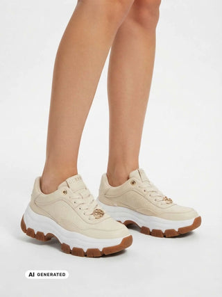 WOMEN'S SNEAKERS - GUESS CREAM - FLFBRT PEL12 5