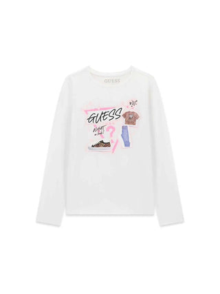 T-SHIRT RAGAZZA - GUESS KIDS BIANCO - J6YI01 K3664