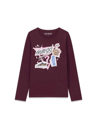 T-SHIRT RAGAZZA - GUESS KIDS BORDEAUX - J6YI01 K3664