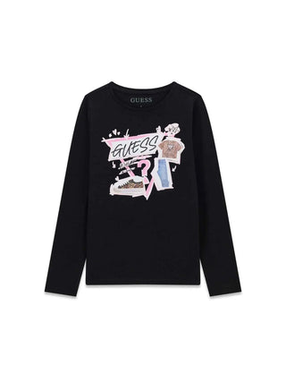 T-SHIRT RAGAZZA - GUESS KIDS NERO - J6YI01 K3664