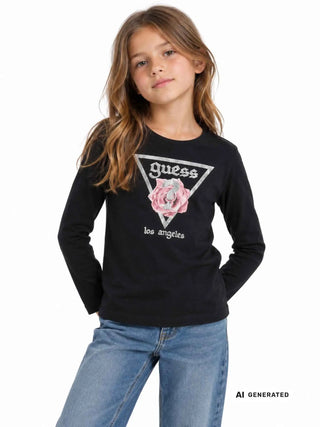 T-SHIRT RAGAZZA - GUESS KIDS NERO - J6YI33 K3771 3