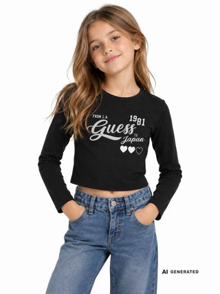 T-SHIRT RAGAZZA - GUESS KIDS NERO - J6YI35 K3774 3