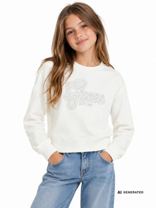 FELPA RAGAZZA - GUESS KIDS CREMA - J6YQ05 K3899 3