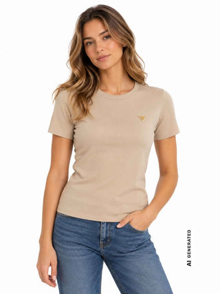 WOMEN'S T-SHIRT - GUESS ATHLEISURE TAUPE - V4YI09 J1314 3