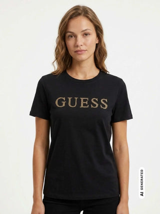 WOMEN'S T-SHIRT - GUESS ATHLEISURE BLACK - V6RI20 J1314 3
