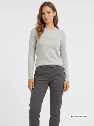 MAGLIA DONNA - GUESS APPAREL GRIGIO - W6BR53 Z1454 3