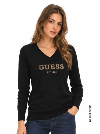 MAGLIA DONNA - GUESS APPAREL NERO - W6BR55 Z1456 3