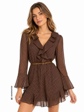 WOMEN'S DRESS - GUESS APPAREL BROWN - W6YK35 W2959 3