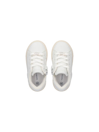 SNEAKERS BAMBINA - TOMMY HILFIGER BIANCO-PLATINO - T1A9-35065-1355 3