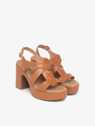 SANDALO DONNA - NERO GIARDINI COGNAC - E616092D 2