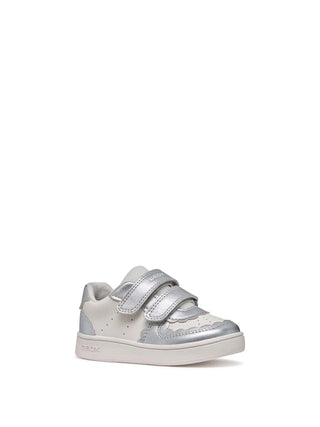 GIRLS' SNEAKERS - GEOX WHITE-SILVER - B555MA 054AJ 2