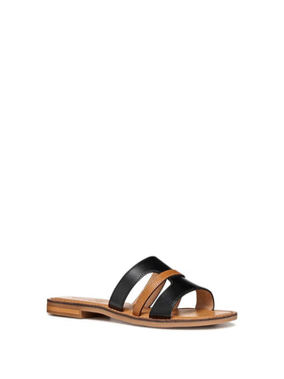 WOMEN'S PUMP - GEOX BLACK-CAMEL - D65YMP 0001J 2
