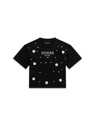GIRL'S T-SHIRT - GUESS KIDS BLACK - J6RI12 J1314