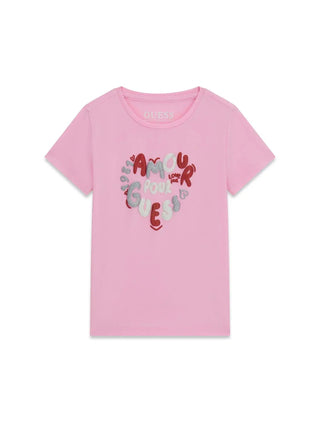 GIRL'S T-SHIRT - GUESS KIDS PINK - K6RI02 K6YW4