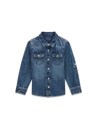 CHILDREN'S SHIRT - GUESS KIDS BLUE - N6RH00 D4EU0