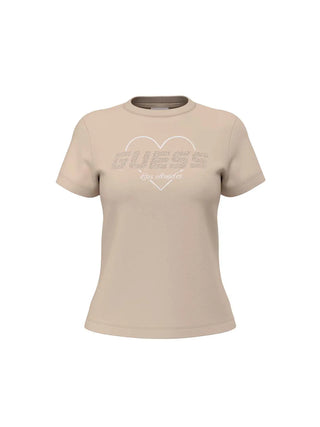 WOMEN'S T-SHIRT - GUESS ATHLEISURE BEIGE - V5GI10 K9RM1