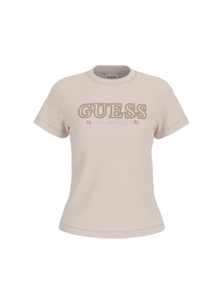 WOMEN'S T-SHIRT - GUESS ATHLEISURE BEIGE - V6RI10 I3Z14
