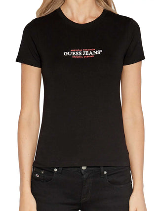 WOMEN'S T-SHIRT - GUESS JEANS BLACK - W4YI03 J1314