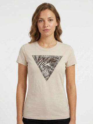 WOMEN'S T-SHIRT - GUESS APPAREL BEIGE - W6GI19 K3042 2