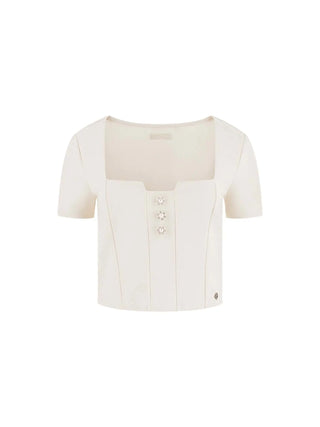 WOMEN'S TOP - GUESS APPAREL WHITE - W6RP08 KCBO2