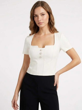 WOMEN'S TOP - GUESS APPAREL WHITE - W6RP08 KCBO2 2