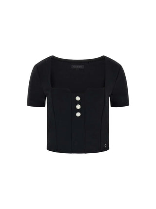 WOMEN'S TOP - GUESS APPAREL BLACK - W6RP08 KCBO2