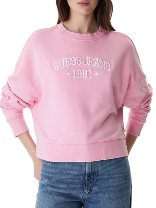 WOMEN'S SWEATSHIRT - GUESS JEANS PINK - W6RQ04 KCPR1