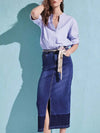 WOMEN'S SHIRT - GAUDI JEANS WHITE-LIGHT BLUE - 611BD45031 3