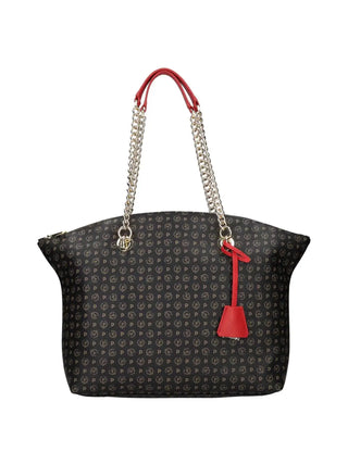BORSA A SPALLA DONNA - POLLINI NERO-ROSSO - TE8408PP02Q11