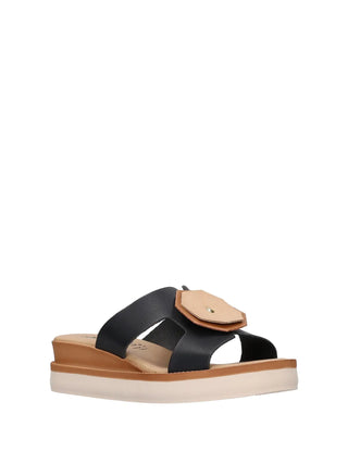 WOMEN'S SLIDE SANDALS - RIPOSELLA BLACK - MARIA E WC02BX 2