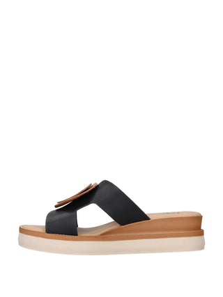 WOMEN'S SLIDE SANDALS - RIPOSELLA BLACK - MARIA E WC02BX 4