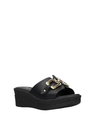 WOMEN'S SLIDE SANDALS - RIPOSELLA BLACK - MARIELLA E WC03BX 2