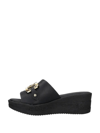 WOMEN'S SLIDE SANDALS - RIPOSELLA BLACK - MARIELLA E WC03BX 4