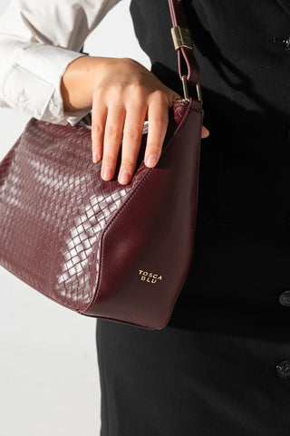 borsa bordeaux in pelle tosca blu