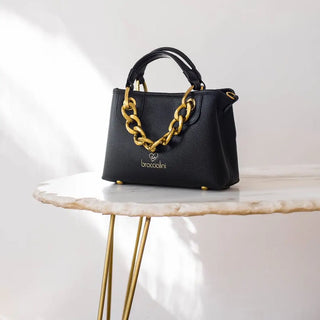 borsa nera braccialini con catena